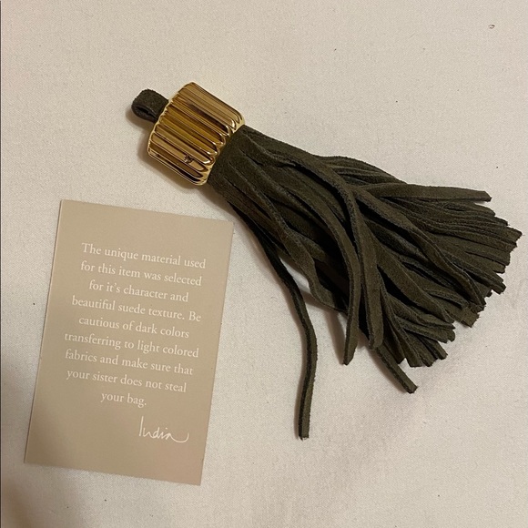 India Hicks Olive Suede Fringe Clutch-Douglas Bag